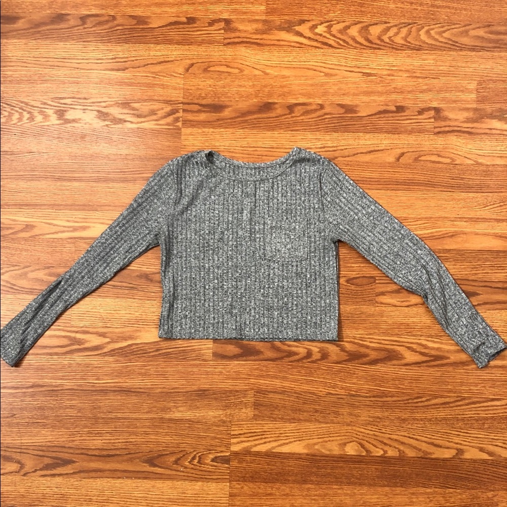 Grey metallic cropped sweater